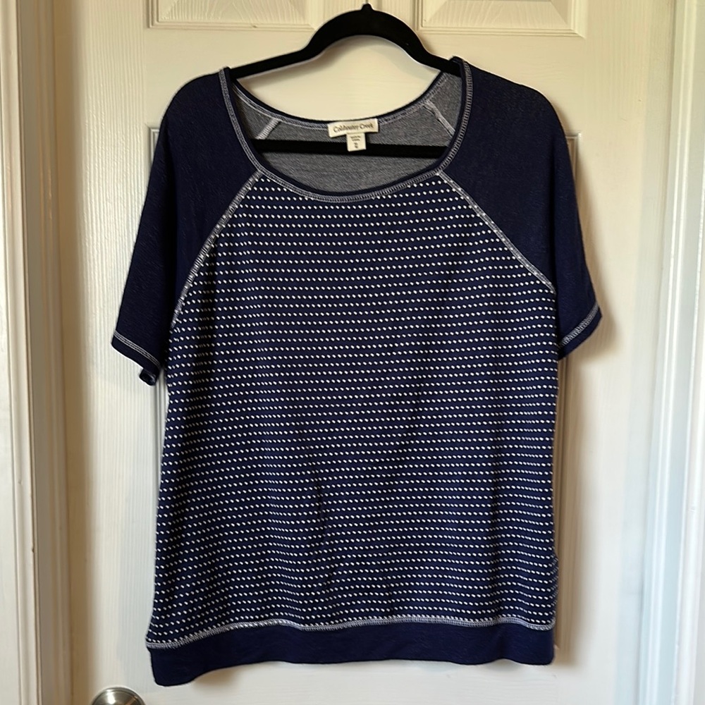 Coldwater Creek Navy and White Knit Top